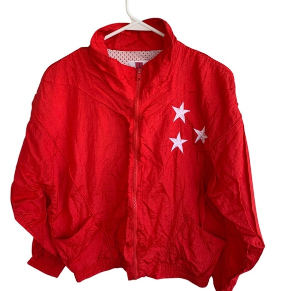 Vintage 80s Women’s Jacket Embroidered Stars Track Bomber Style Active Exposure